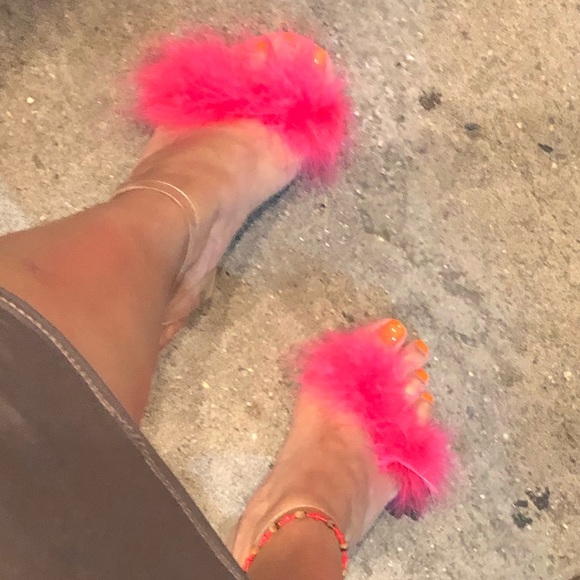 Fashion Nova Shoes - Hot Pink Fuzzies